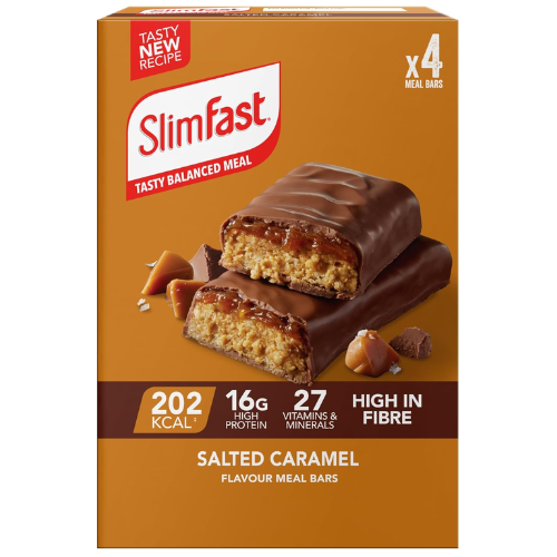 SlimFast Meal Replacement Snack Bar, Salted Caramel Flavour Full Case (16 x 60g)
